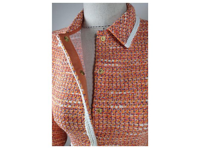 Maje Tweed Kleid mit geflochtenem Rand Orange Mehrfarben - Ansicht 7