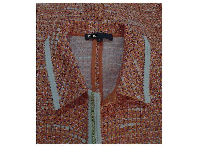 Maje Tweed Kleid mit geflochtenem Rand Orange Mehrfarben - Ansicht 9