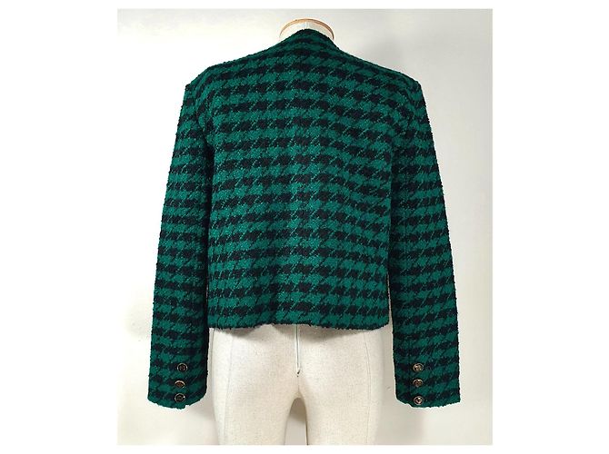 Sandro Houndstooth Wool Blazer Green - view 4