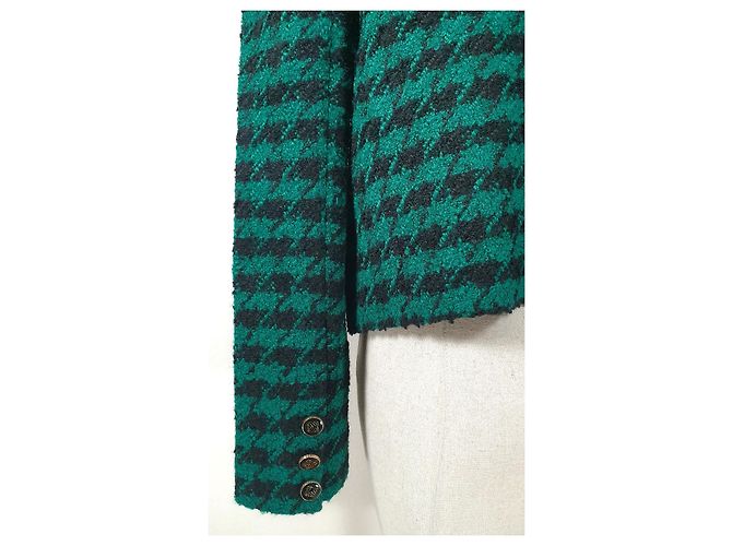 Sandro Houndstooth Wool Blazer Green - view 5