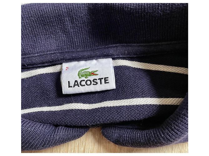 polo 100% cotone piquet rigato blu Xs/2/34 LACOSTE - vista 3