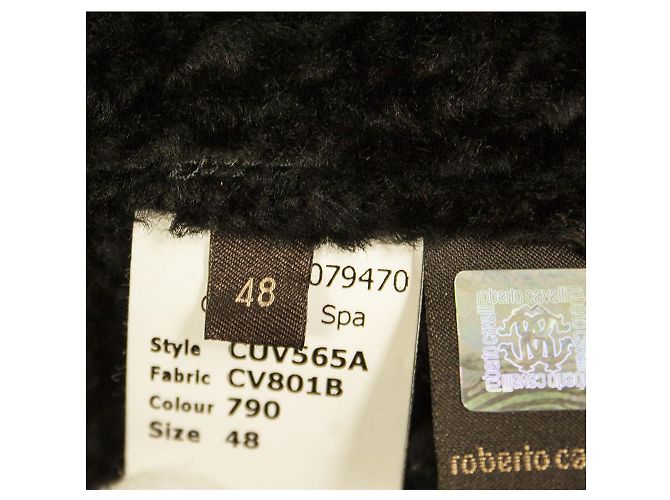 Roberto Cavalli Echtpelz Shearling Lamm Reißverschlussjacke Mantelgröße 48 Schwarz - Ansicht 4