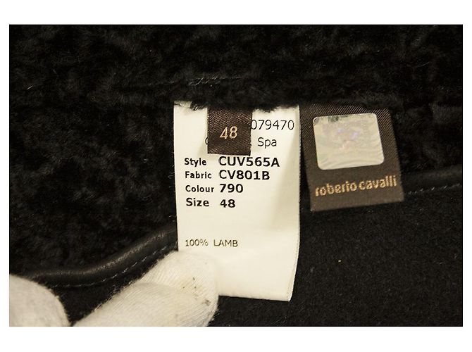 Roberto Cavalli Echtpelz Shearling Lamm Reißverschlussjacke Mantelgröße 48 Schwarz - Ansicht 5