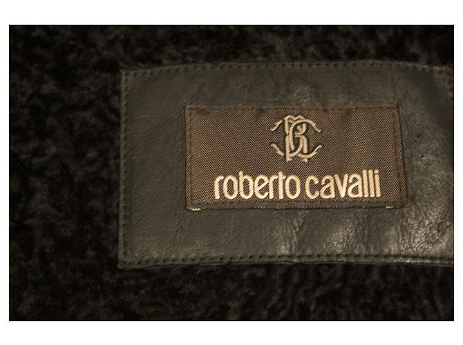 Roberto Cavalli Echtpelz Shearling Lamm Reißverschlussjacke Mantelgröße 48 Schwarz - Ansicht 6