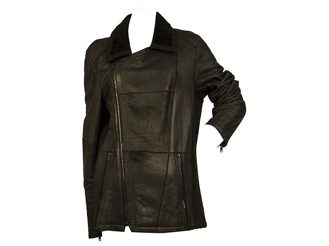 Roberto Cavalli Echtpelz Shearling Lamm Reißverschlussjacke Mantelgröße 48 Schwarz - Ansicht 8