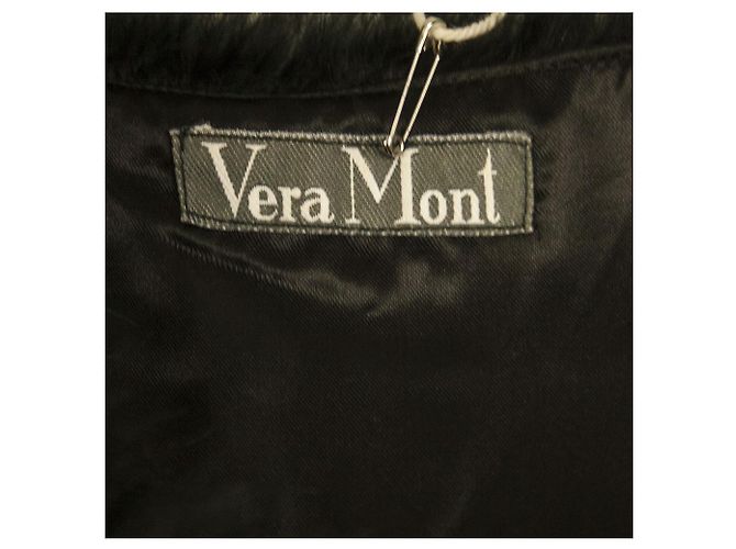 Autre Marque Vera Mont Echte Federn Schwarze kurze Bolerojacke Abendmantelgröße 44 - Ansicht 3
