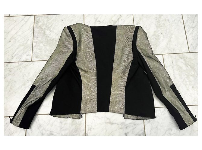 Helmut Lang Lederjacke Reptilien-Effekt schwarz - Ansicht 2