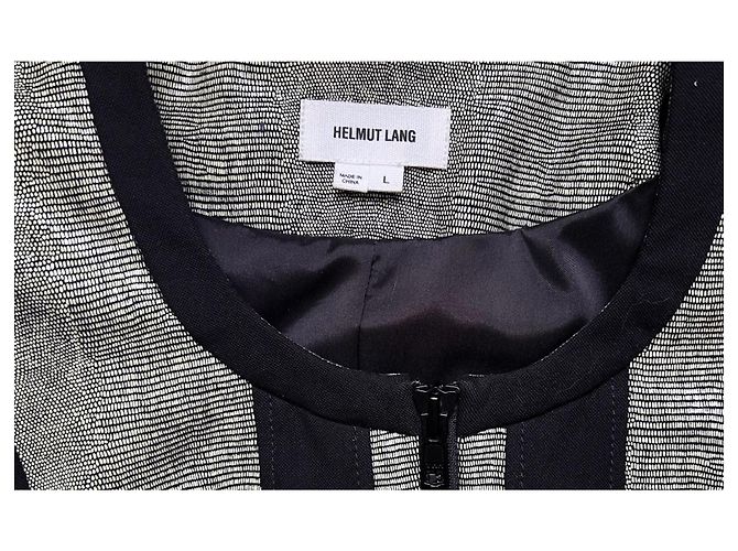 Helmut Lang Lederjacke Reptilien-Effekt schwarz - Ansicht 3