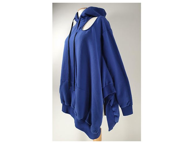 Unravel Project Cut Out Asym Sweatshirt Blau Baumwolle - Ansicht 2