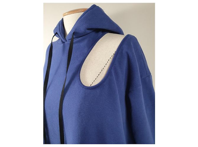 Unravel Project Cut Out Asym Sweatshirt Blau Baumwolle - Ansicht 4