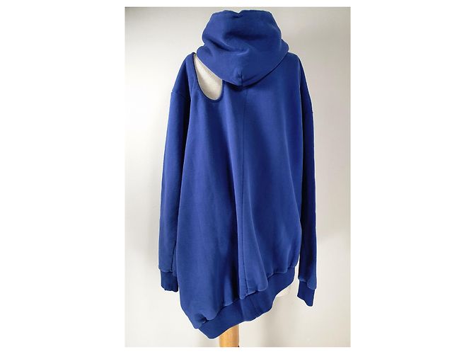 Unravel Project Cut Out Asym Sweatshirt Blau Baumwolle - Ansicht 6