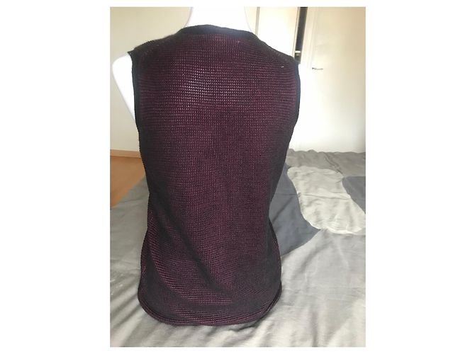 Colete sem mangas Dior de cashmere e seda preto e roxo - vista 2