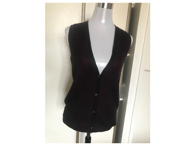 Colete sem mangas Dior de cashmere e seda preto e roxo - vista 3