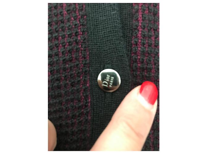 Colete sem mangas Dior de cashmere e seda preto e roxo - vista 5