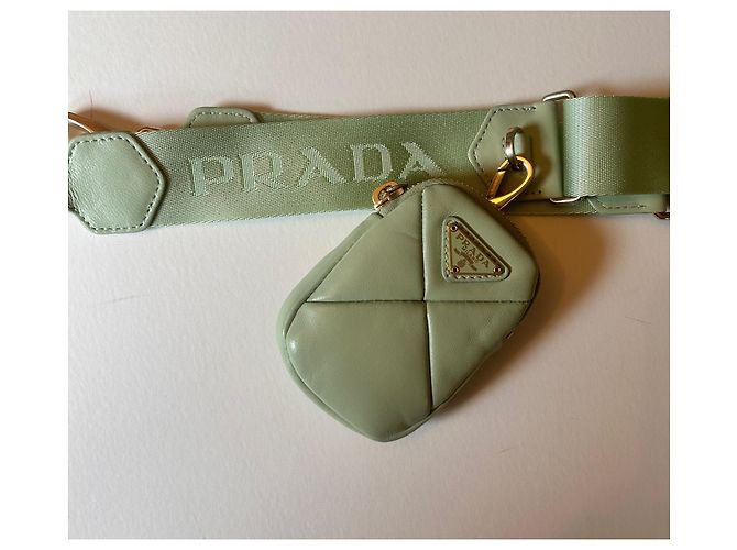 Bolsa de mão Prada Patchwork em couro verde claro - vista 4