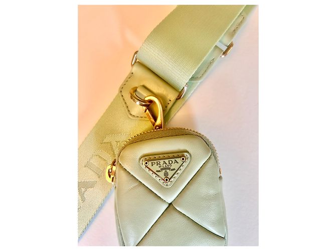 Bolsa de mão Prada Patchwork em couro verde claro - vista 5