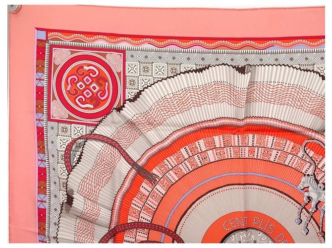 Aline Hermès SCIARPA QUADRATA NOVE HERMES CENT PLIS MIAO 90 SCIARPA NUOVA IN SETA SALMONE - vista 2