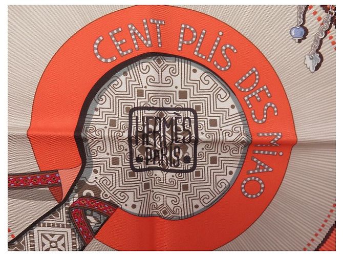 Aline Hermès SCIARPA QUADRATA NOVE HERMES CENT PLIS MIAO 90 SCIARPA NUOVA IN SETA SALMONE - vista 3