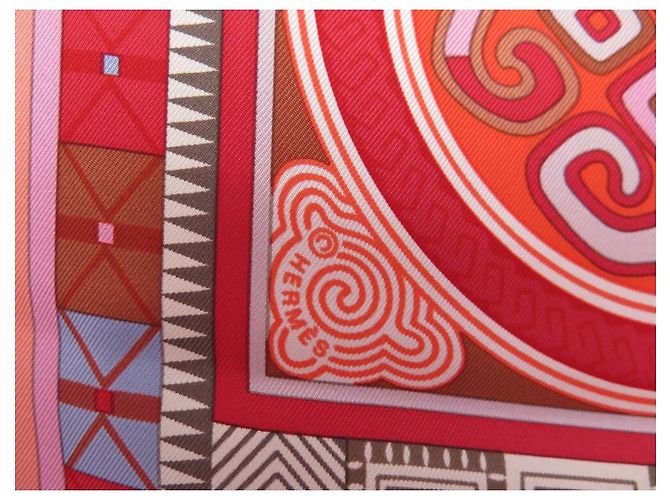 Aline Hermès SCIARPA QUADRATA NOVE HERMES CENT PLIS MIAO 90 SCIARPA NUOVA IN SETA SALMONE - vista 4