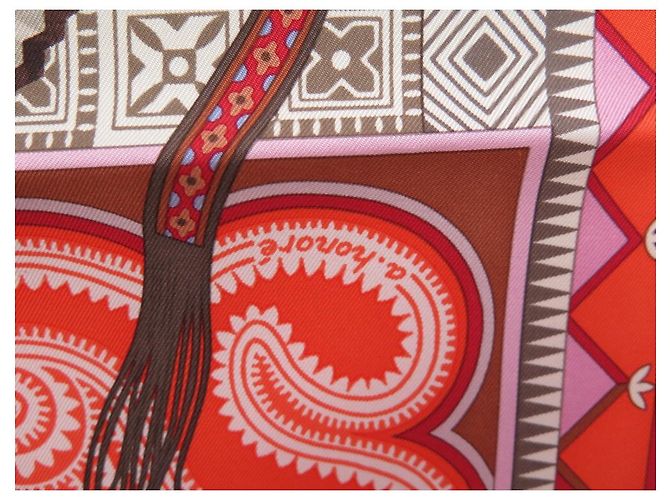 Aline Hermès SCIARPA QUADRATA NOVE HERMES CENT PLIS MIAO 90 SCIARPA NUOVA IN SETA SALMONE - vista 5
