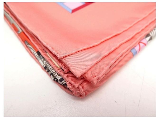 Aline Hermès SCIARPA QUADRATA NOVE HERMES CENT PLIS MIAO 90 SCIARPA NUOVA IN SETA SALMONE - vista 7