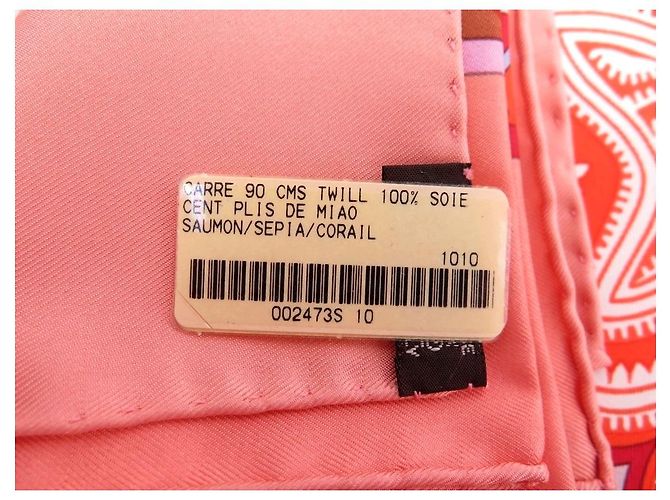 Aline Hermès SCIARPA QUADRATA NOVE HERMES CENT PLIS MIAO 90 SCIARPA NUOVA IN SETA SALMONE - vista 8