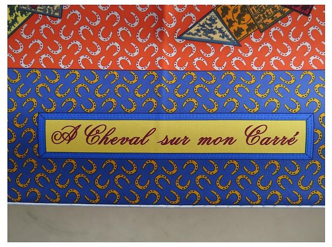 Hermès NUOVO HERMES UNA SCIARPA CHEVAL SU MON SQUARE 90 SCIARPA DI SETA BOX BARRET Rosso - vista 3