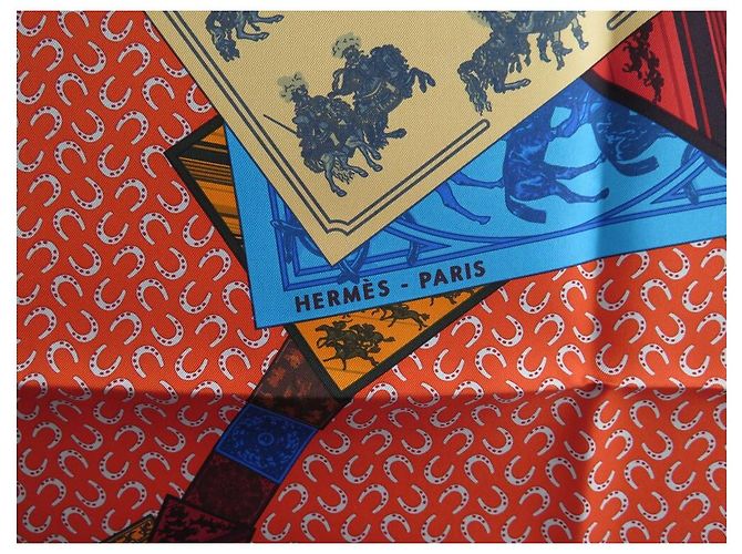 Hermès NUOVO HERMES UNA SCIARPA CHEVAL SU MON SQUARE 90 SCIARPA DI SETA BOX BARRET Rosso - vista 5