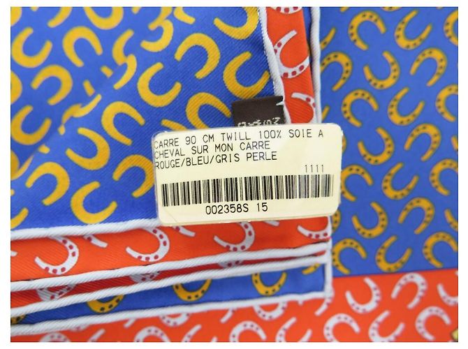 Hermès NUOVO HERMES UNA SCIARPA CHEVAL SU MON SQUARE 90 SCIARPA DI SETA BOX BARRET Rosso - vista 8
