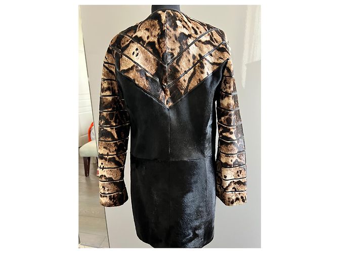 Autre Marque Lederjacke aus Kalbshaar Mehrfarben - Ansicht 2