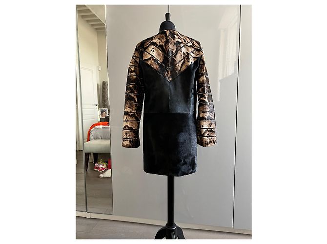 Autre Marque Lederjacke aus Kalbshaar Mehrfarben - Ansicht 3