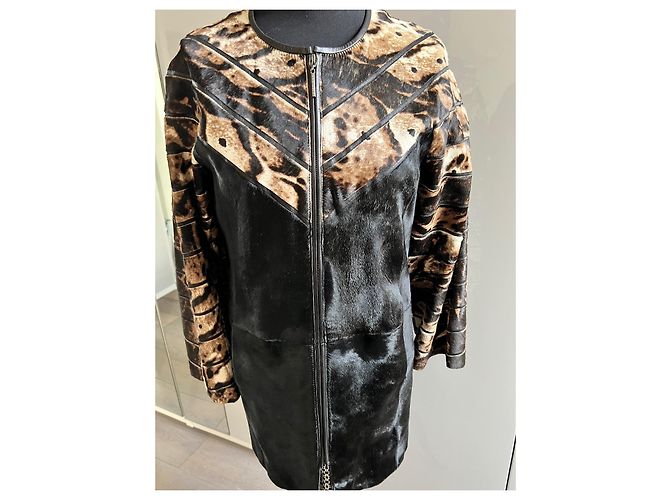 Autre Marque Lederjacke aus Kalbshaar Mehrfarben - Ansicht 6