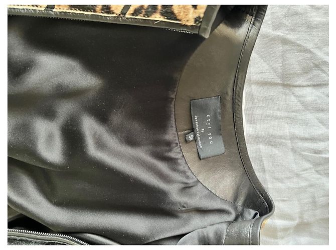 Autre Marque Lederjacke aus Kalbshaar Mehrfarben - Ansicht 7