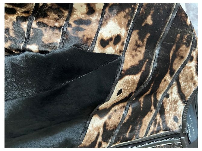 Autre Marque Lederjacke aus Kalbshaar Mehrfarben - Ansicht 8
