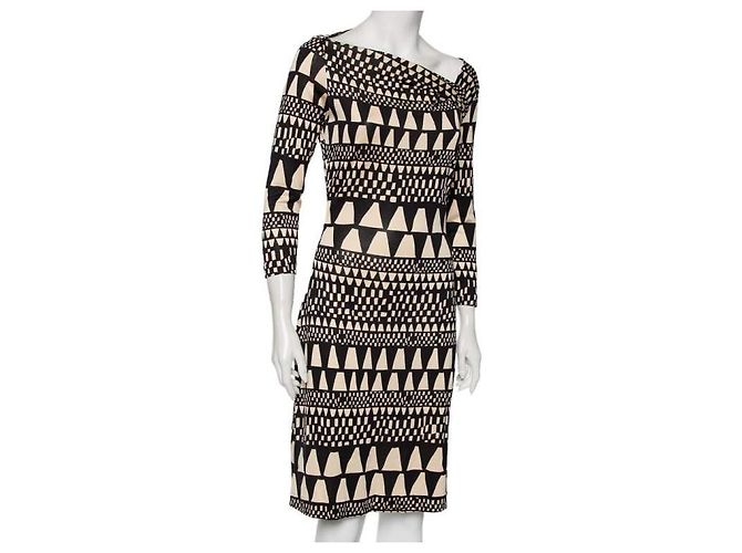 Diane Von Furstenberg DvF Victorio vestido estampado de jersey de seda Negro Beige - vista 2