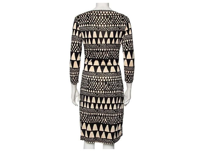 Diane Von Furstenberg DvF Victorio vestido estampado de jersey de seda Negro Beige - vista 3