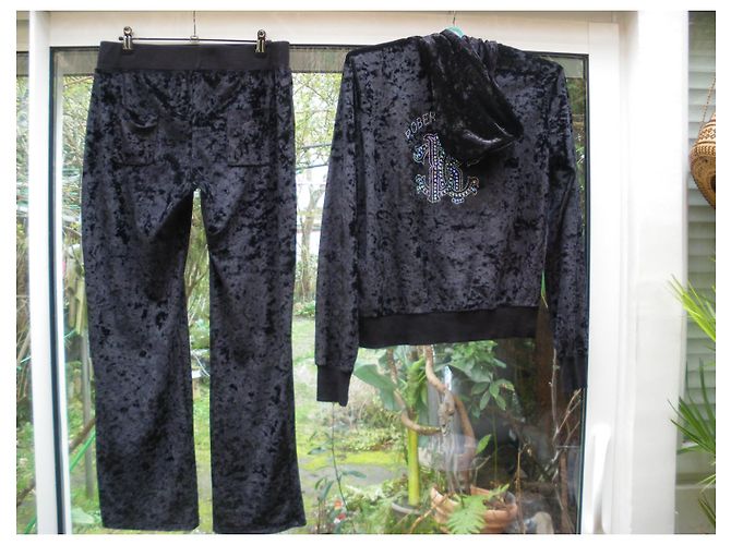 Conjunto de Jogging Roberto Cavalli en Terciopelo Negro - vista 3