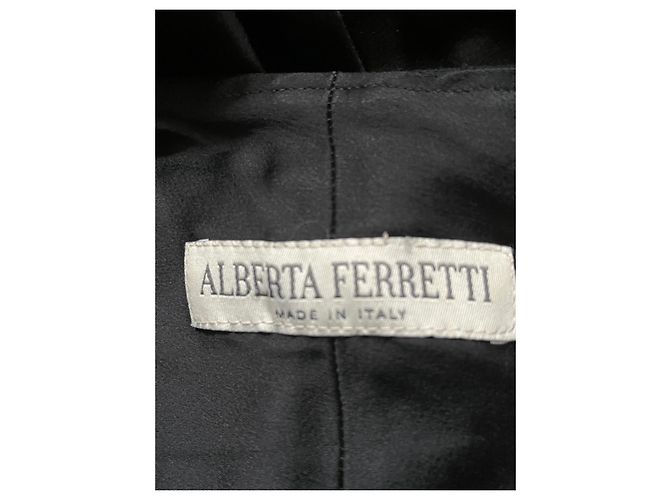 Schwarzes Satinkleid, Alberta Ferretti - Ansicht 3