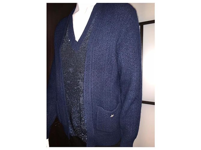Malha Chanel de lã azul - vista 2