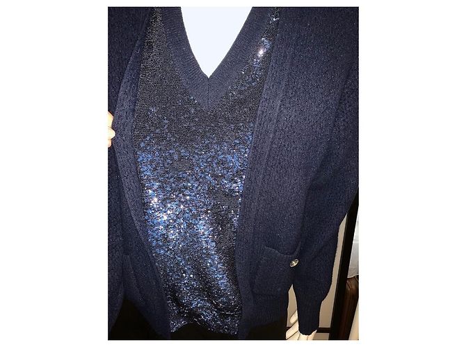 Malha Chanel de lã azul - vista 4