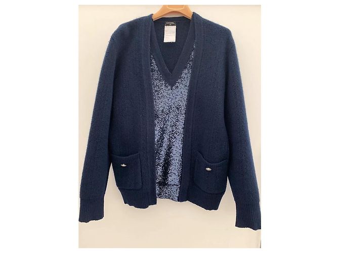Malha Chanel de lã azul - vista 7