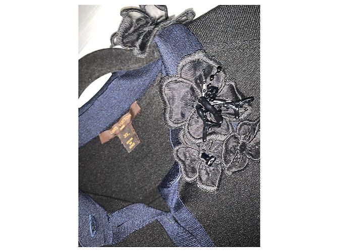 Abito Louis Vuitton in seta nero e blu XL - vista 10