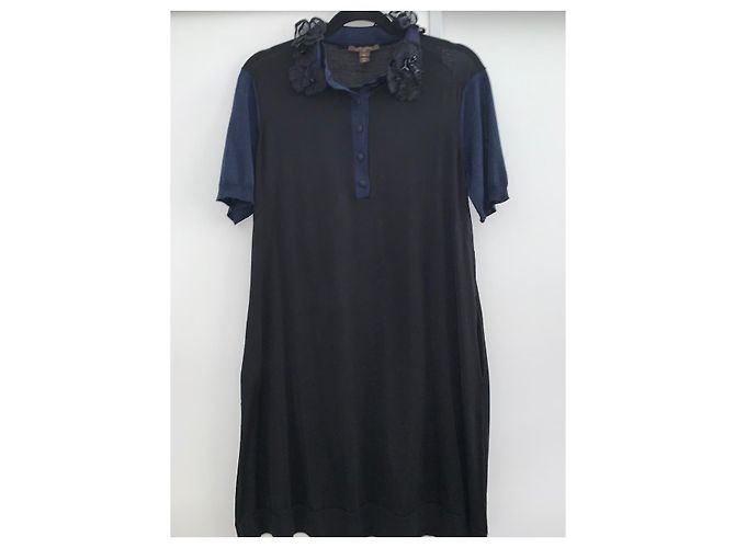 Abito Louis Vuitton in seta nero e blu XL - vista 13
