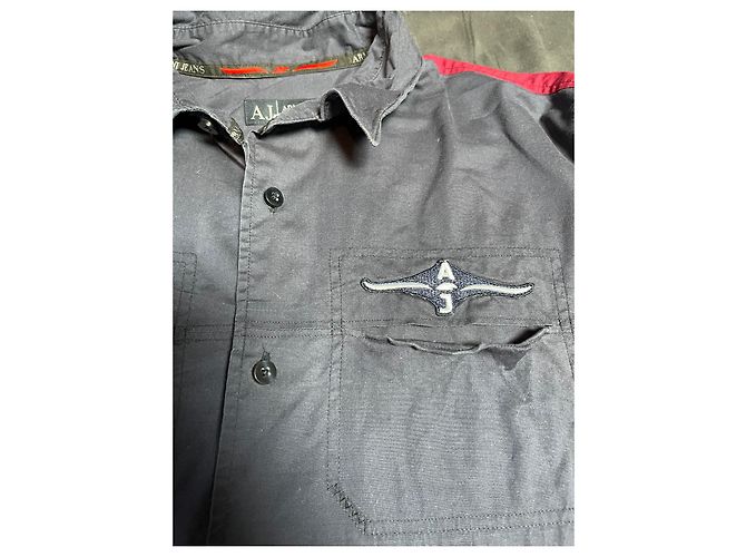 Camicia Armani Jeans blu con cuciture rosse L Rosso - vista 6