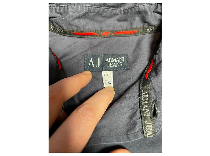 Camicia Armani Jeans blu con cuciture rosse L Rosso - vista 7