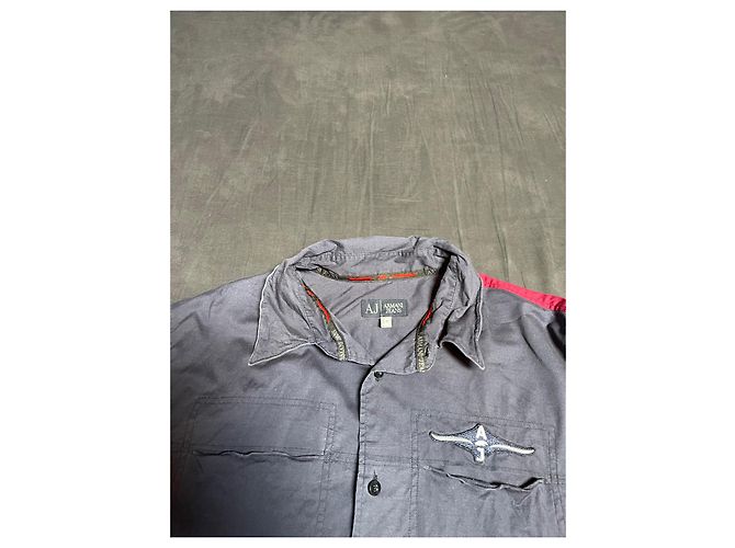 Camicia Armani Jeans blu con cuciture rosse L Rosso - vista 8
