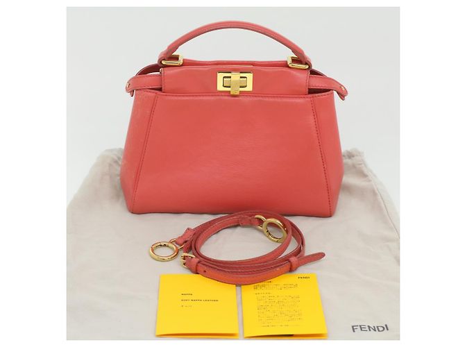 FENDI micro picaboo borsa a mano in pelle 2modo Orange Auth am3883 Arancione - vista 12