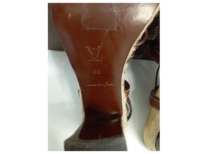 Sandali Louis Vuitton in pelle marrone e corda - vista 5