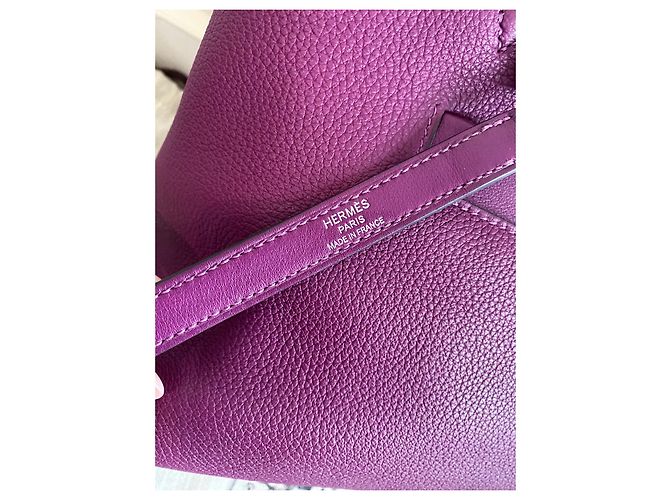 Kelly Borsa Hermès 24/24 in Pelle Clemence Anemone Fuschia - vista 3