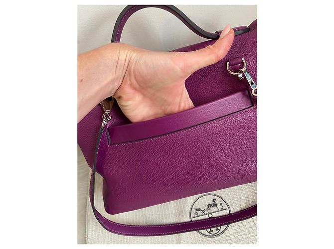 Kelly Borsa Hermès 24/24 in Pelle Clemence Anemone Fuschia - vista 7